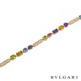 Bvlgari 18k Yellow Gold Multi Gem Allegra Bracelet B&P BR852142